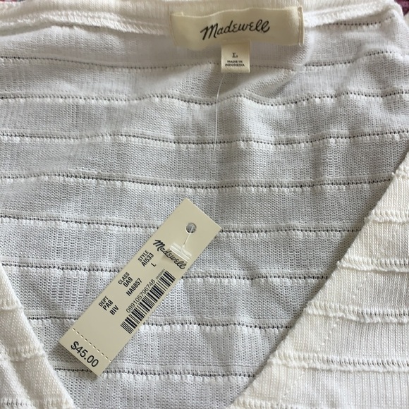 Madewell white Textured V-Neck Setlist Boxy Top size large NWT - Picture 8 of 9